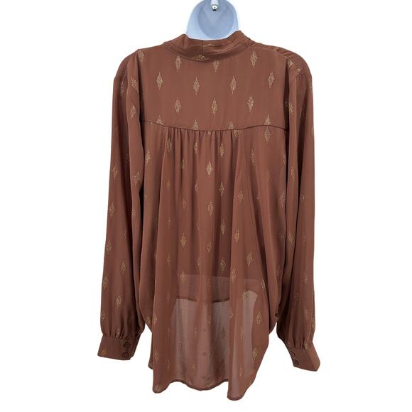 Mystree Long Sleeve Top WMNS L Mauve Gold Built In Cami Adjustable Strap Hi Low - Picture 9 of 12